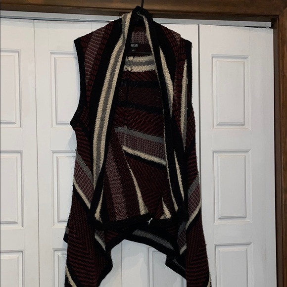 a.n.a Sweaters - a.n.a Red and Black Shrug Sweater with Asymmetrical Design